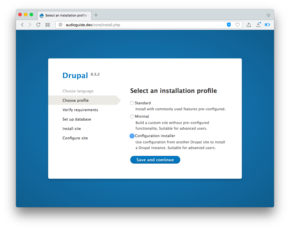 Drupal configuration installer
